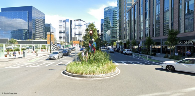 Safe street with traffic calming elements (before)