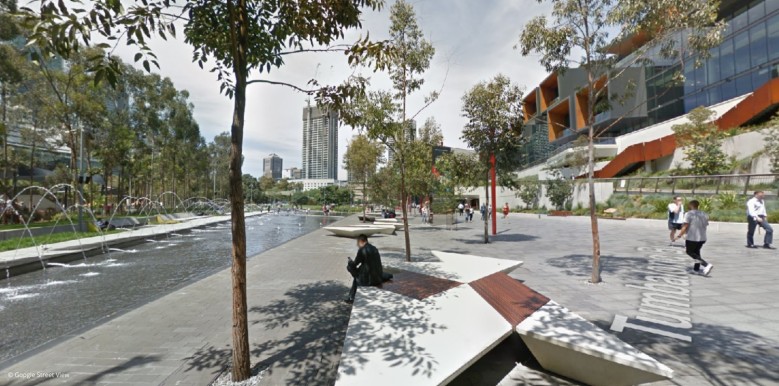 Pedestrian Plaza with water features (before)