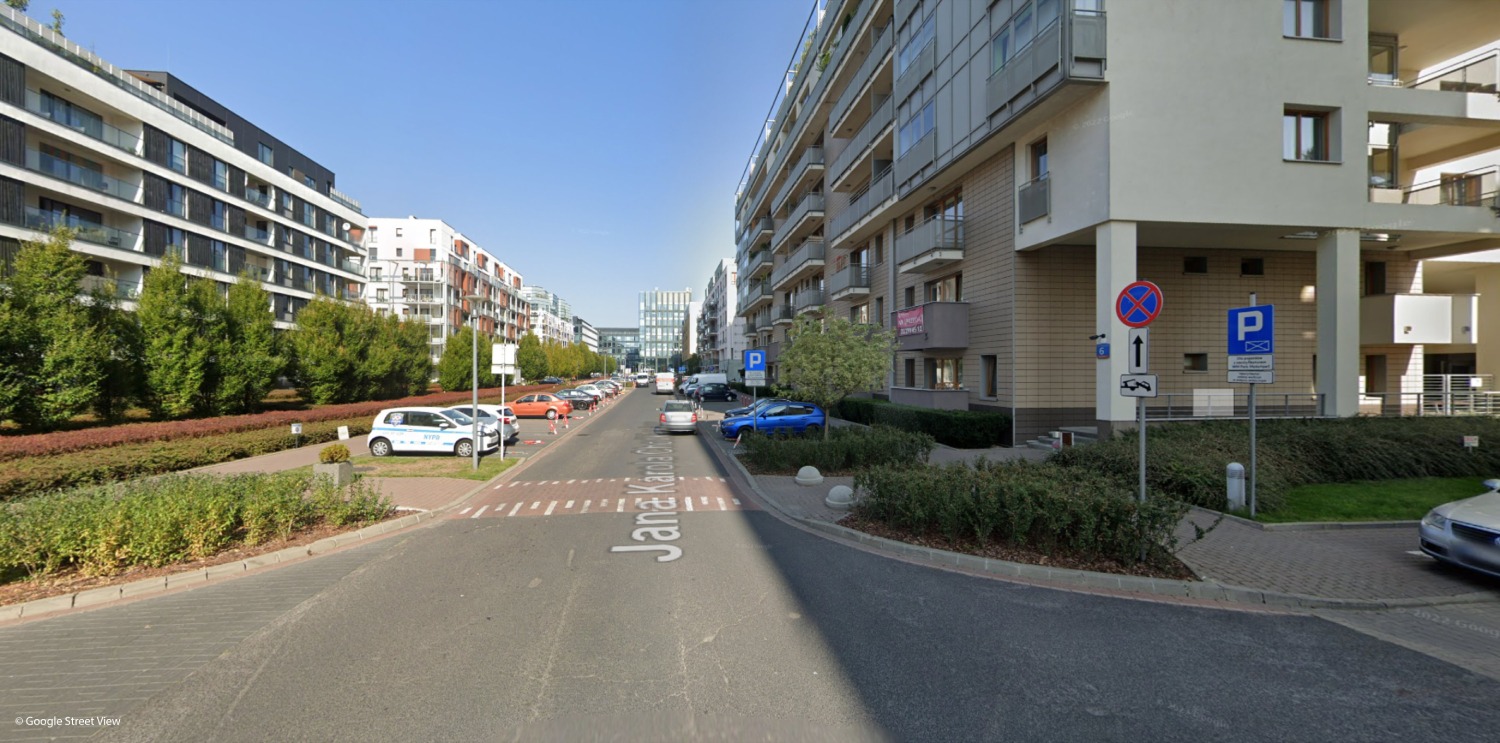 Safe street with linear green park (before)