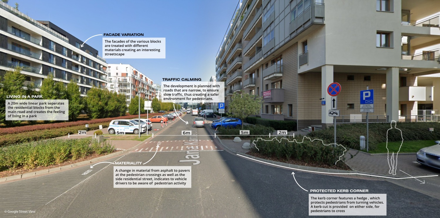 Safe street with linear green park (after)