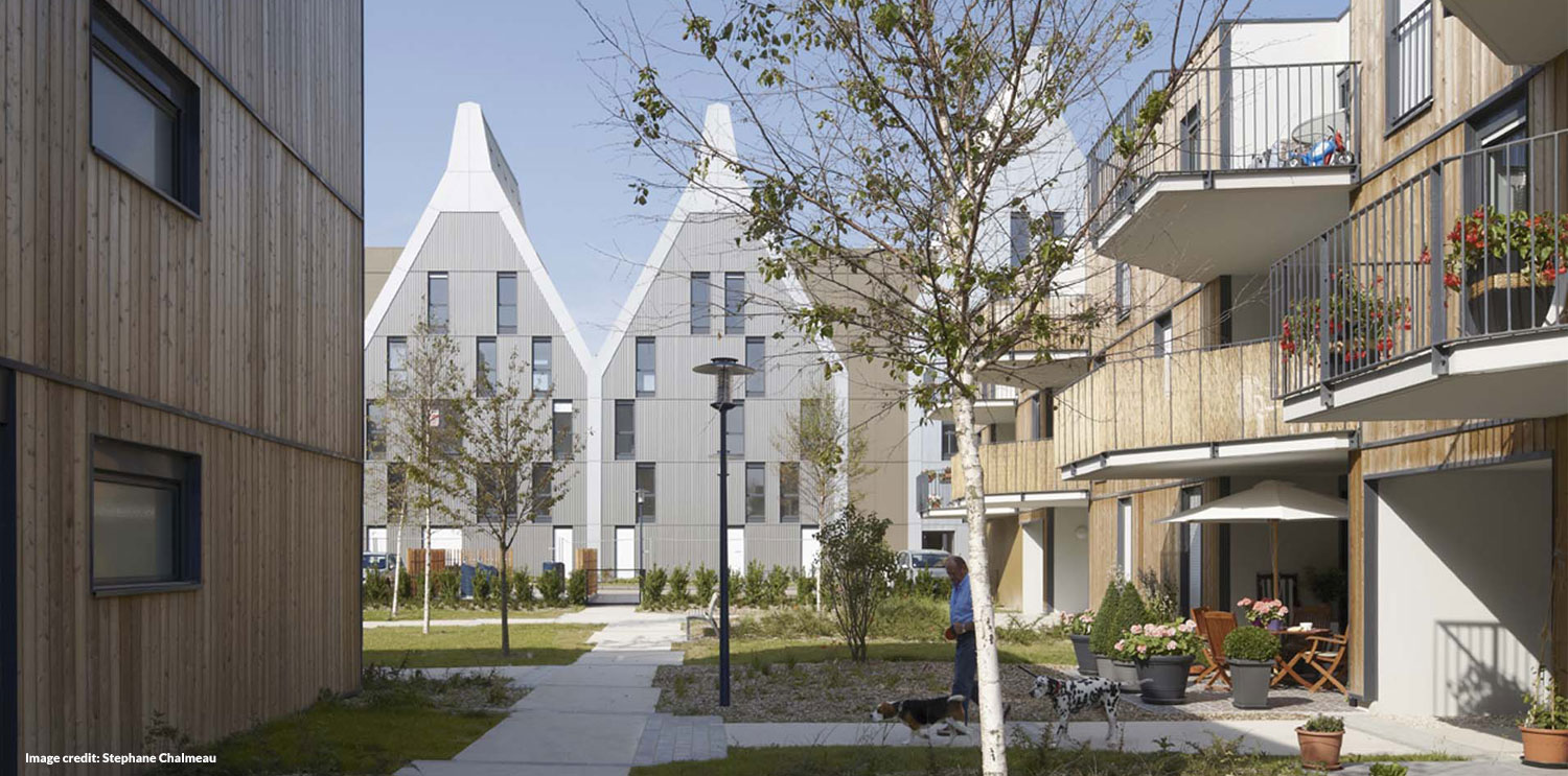 Shared Courtyard with unique gable buildings (before)