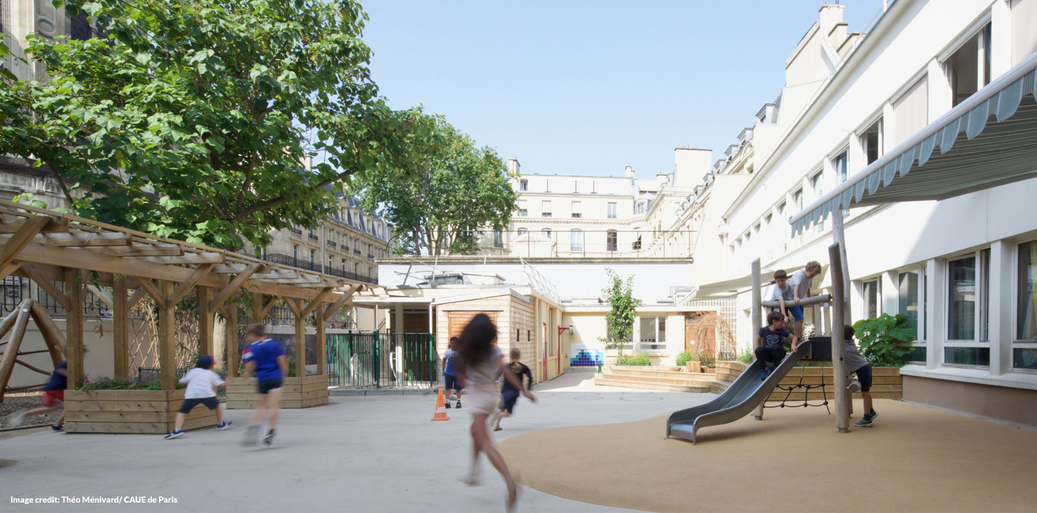 Playful schoolyard with climate adaptations (before)