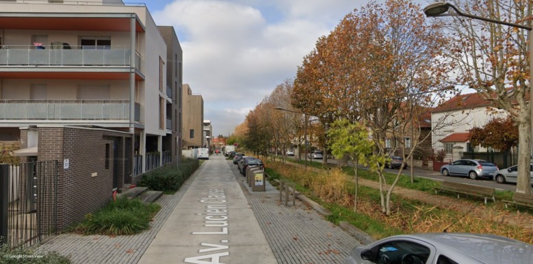 Residential street with nature trail (before)