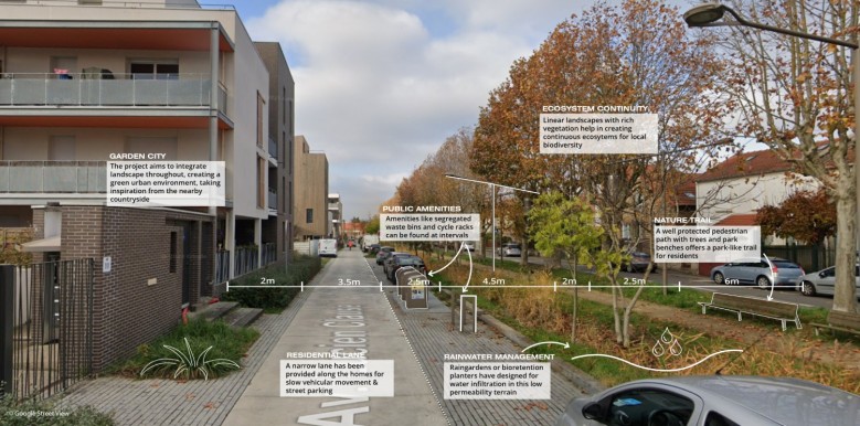 Residential street with nature trail (after)