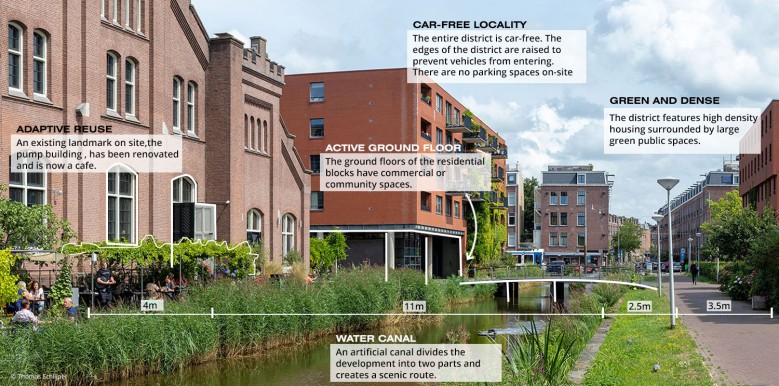 Car-free street with water canal (after)