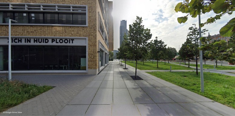 Green pedestrian square in Brussels (before)