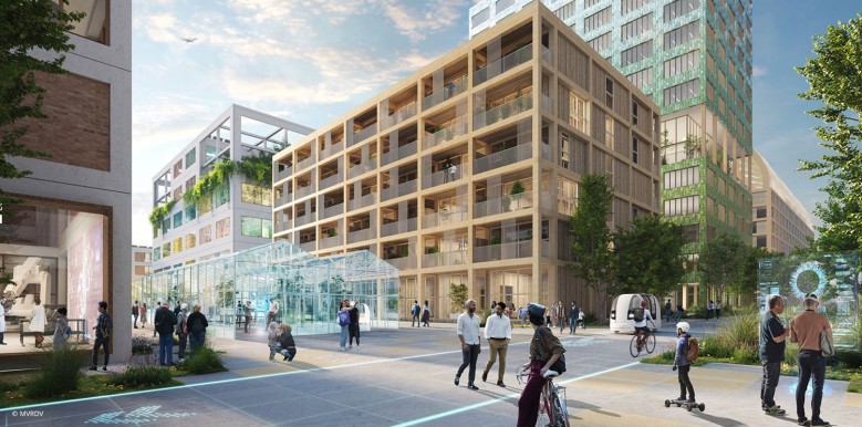 AI(Artificial Intelligence)-enabled street with autonomous vehicles (before)