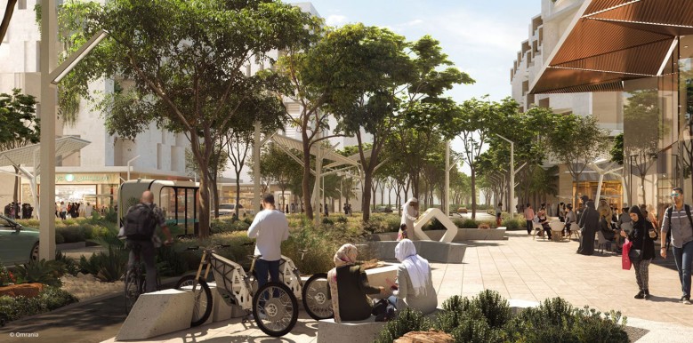 Resilient street with solar canopy (before)