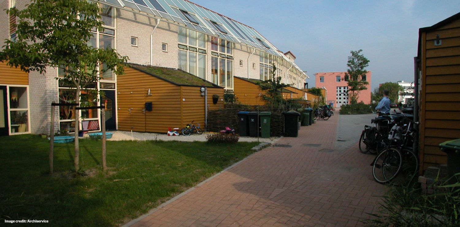 Car-free street in ecological co-housing (before)
