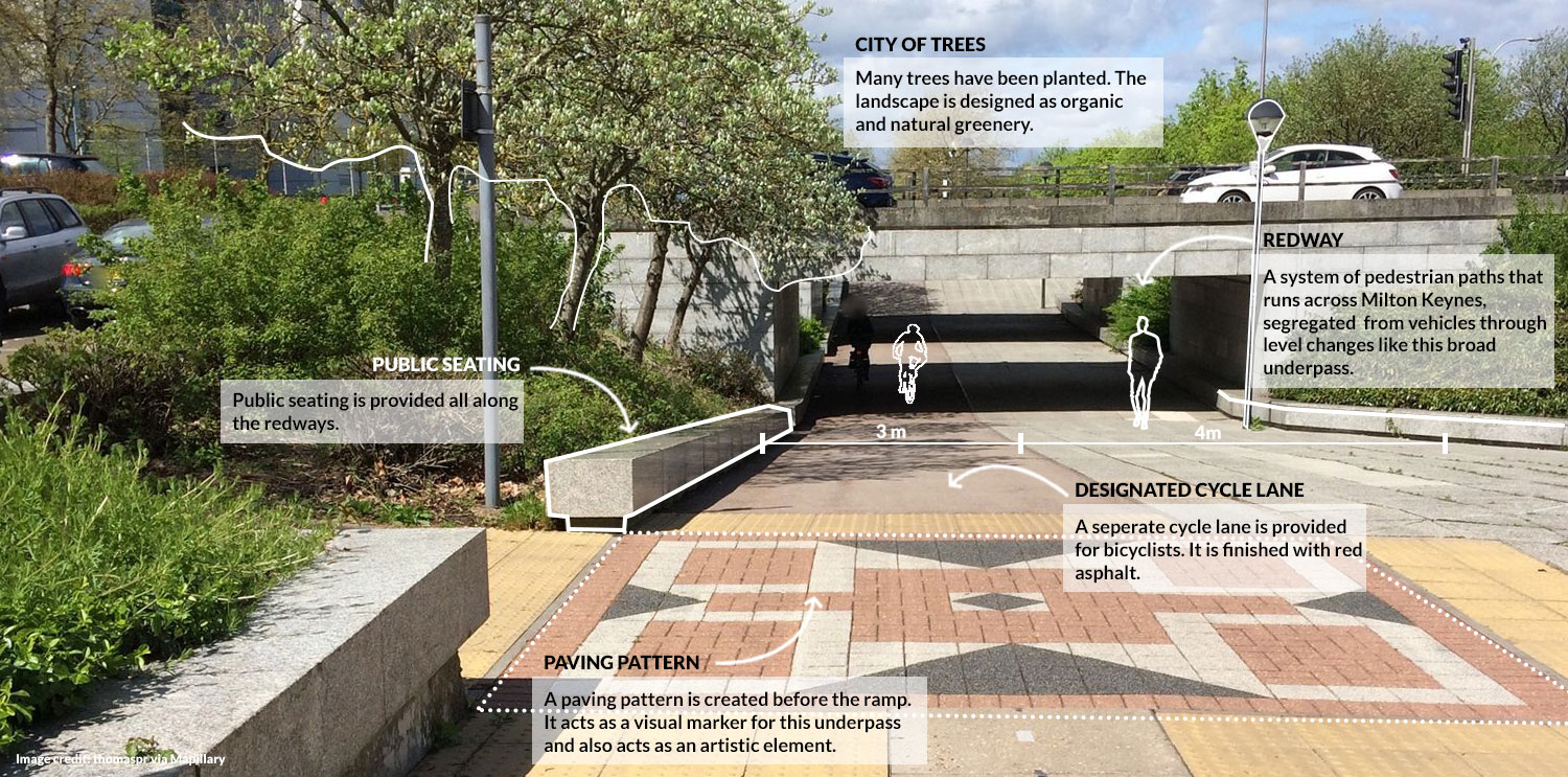 Redways with pedestrian underpass (after)